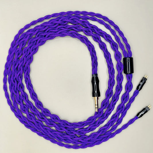 Purple braided audio cable with black 0.78mm connectors on a light gray background.