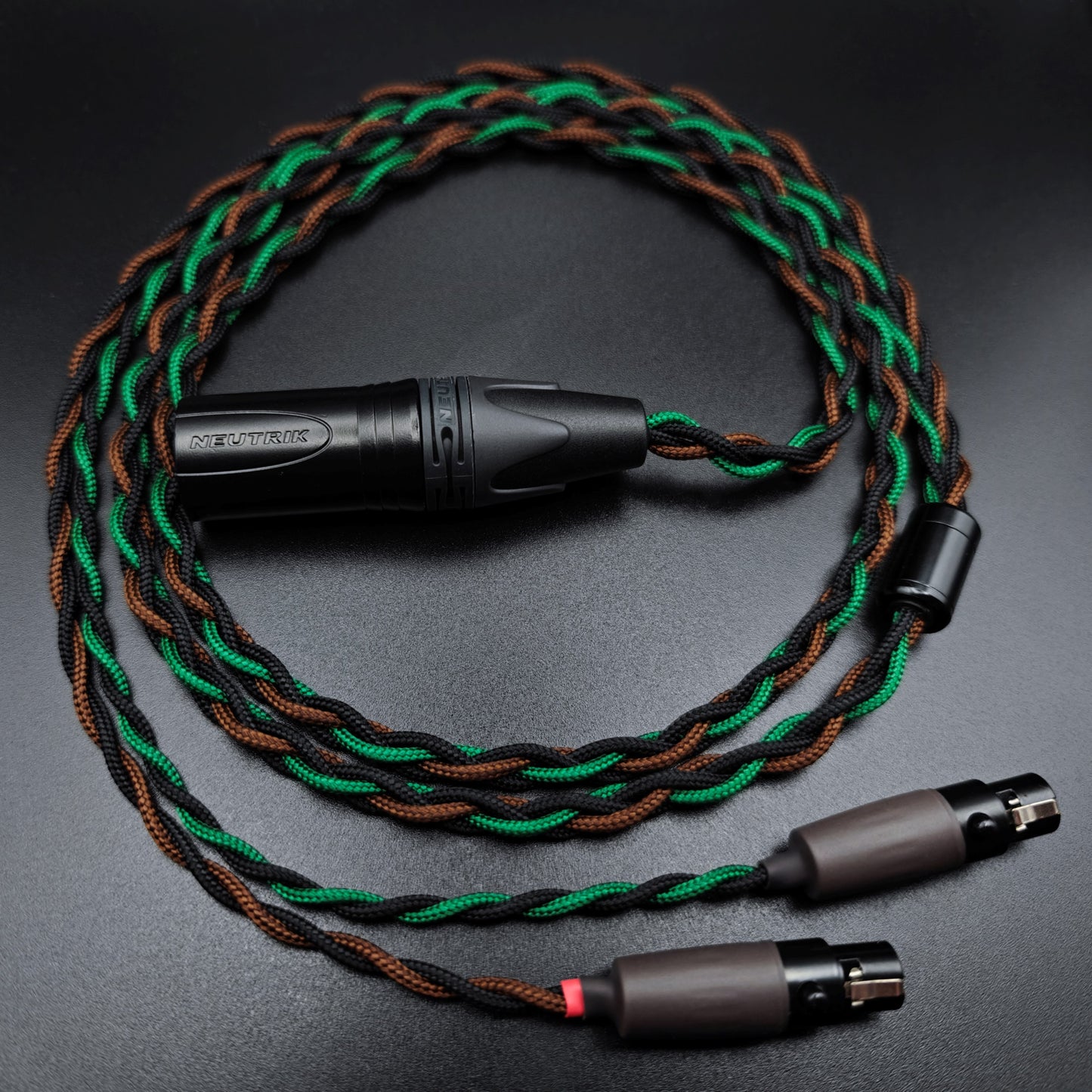 Dual 4 Pin Mini XLR Headphone Cable - Braided sleeved