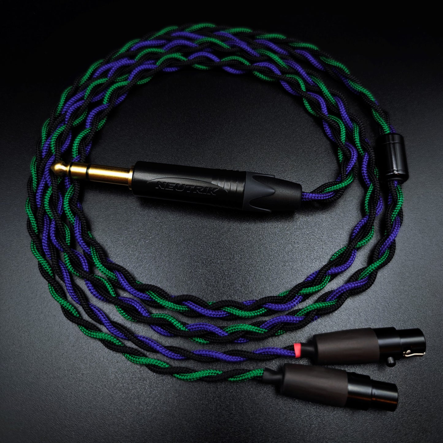 Dual 4 Pin Mini XLR Headphone Cable - Braided sleeved